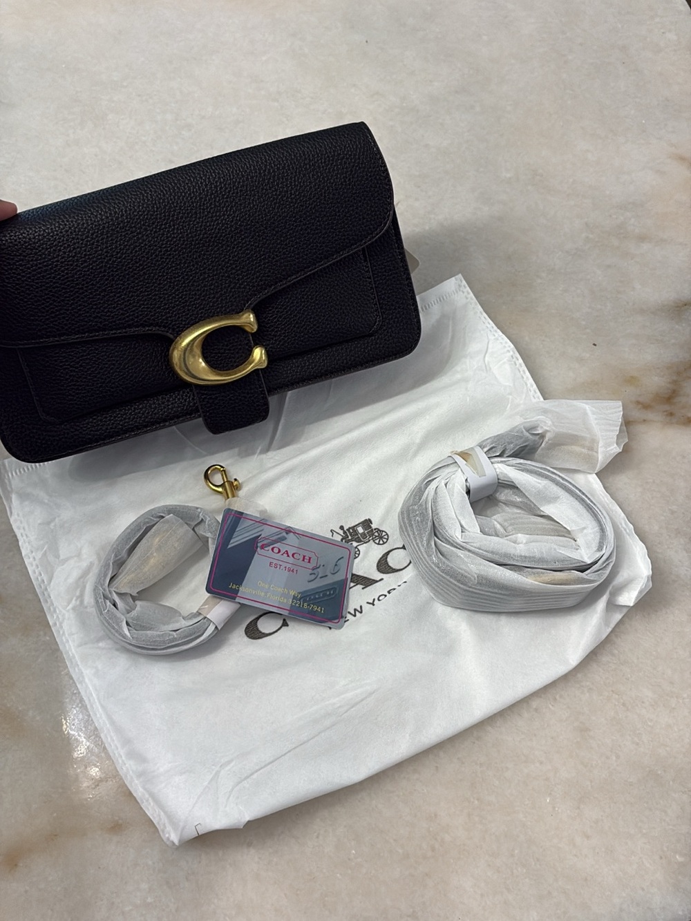 Coach Black Pebbled Leather Crossbody with Brass C Clasp